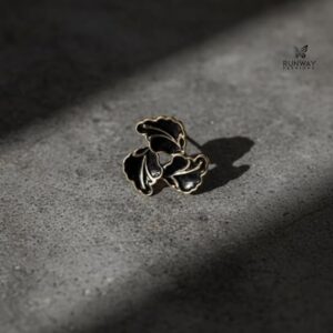 18K Gold Plated Black Abstract Disc Stud Earrings for Women | Runway Fashions