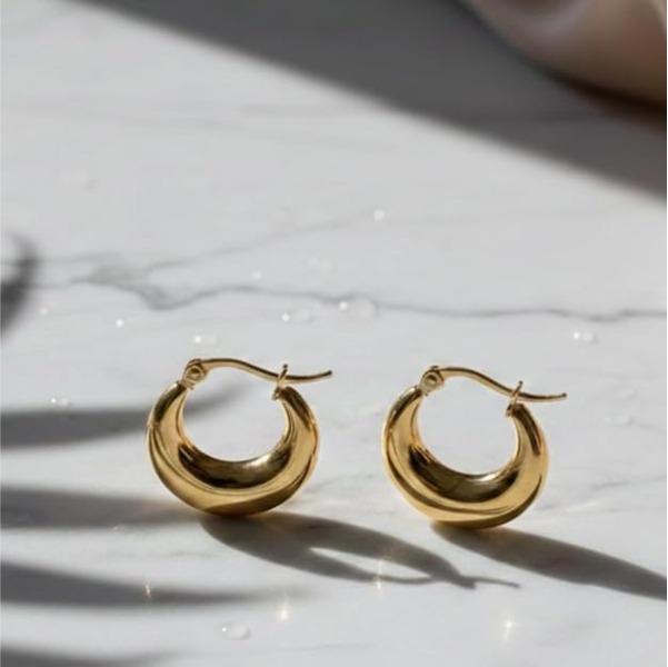 Anti-Tarnish PVD Gold Hoop Earrings for Women | Stainless Steel | Runway Fashions